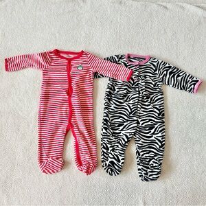 Carter’s fleece footies pajamas, size 9 months